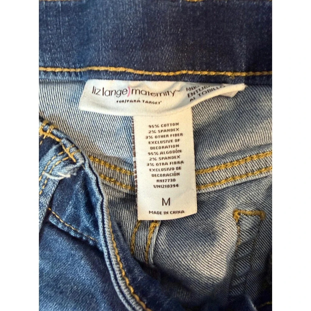 Liz Lange Maternity Target Ankle Skinny Jeans Medium Wash Distressed Size M